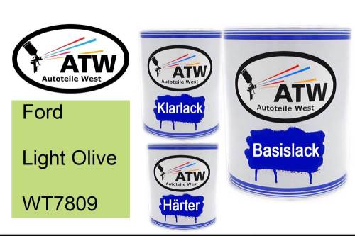 Ford, Light Olive, WT7809: 1L Lackdose + 1L Klarlack + 500ml Härter - Set, von ATW Autoteile West.